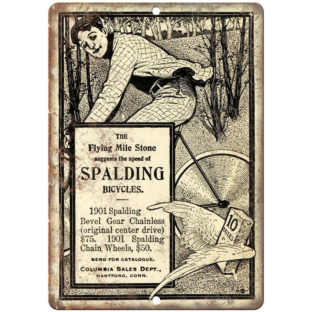 Spalding Bicycles Vintage Ad 10" x 7" Reproduction Metal Sign B375