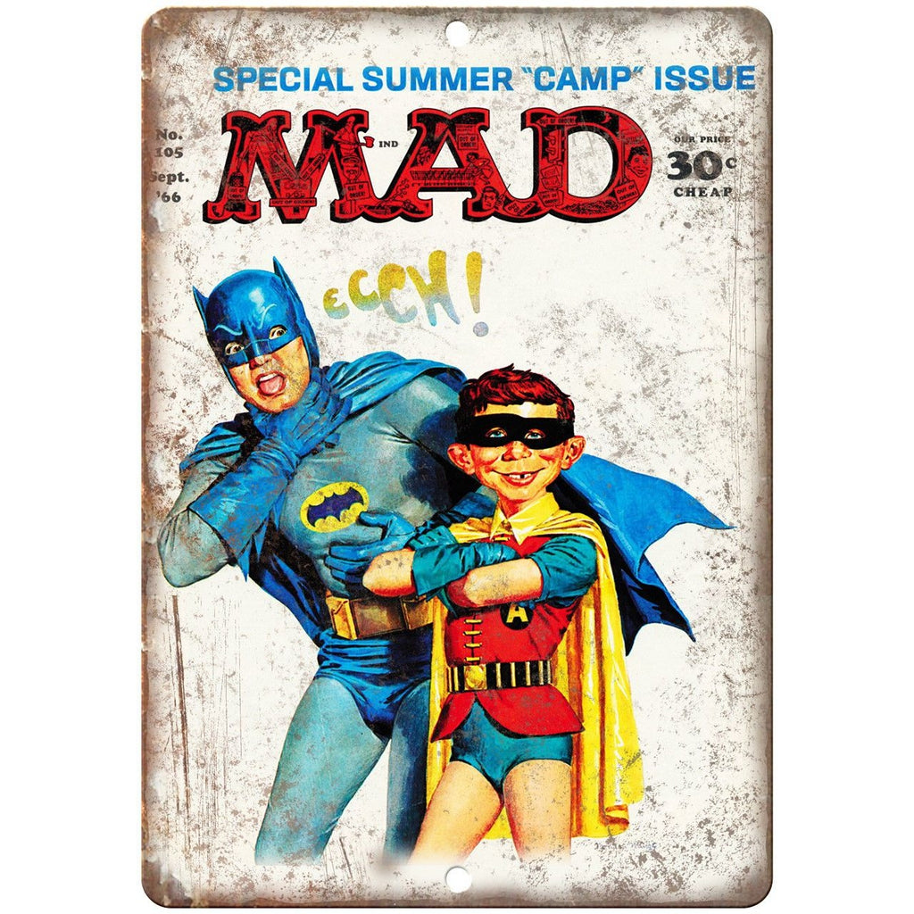 1966 Mad Magazine No. 105 Batman Robin Cover 10"x7" Reproduction Metal Sign J64