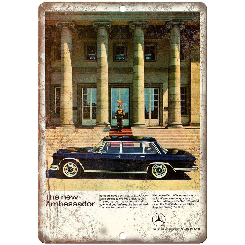 Mercedes Benz 600 Ambassador Ad 10" x 7" Reproduction Metal Sign A287