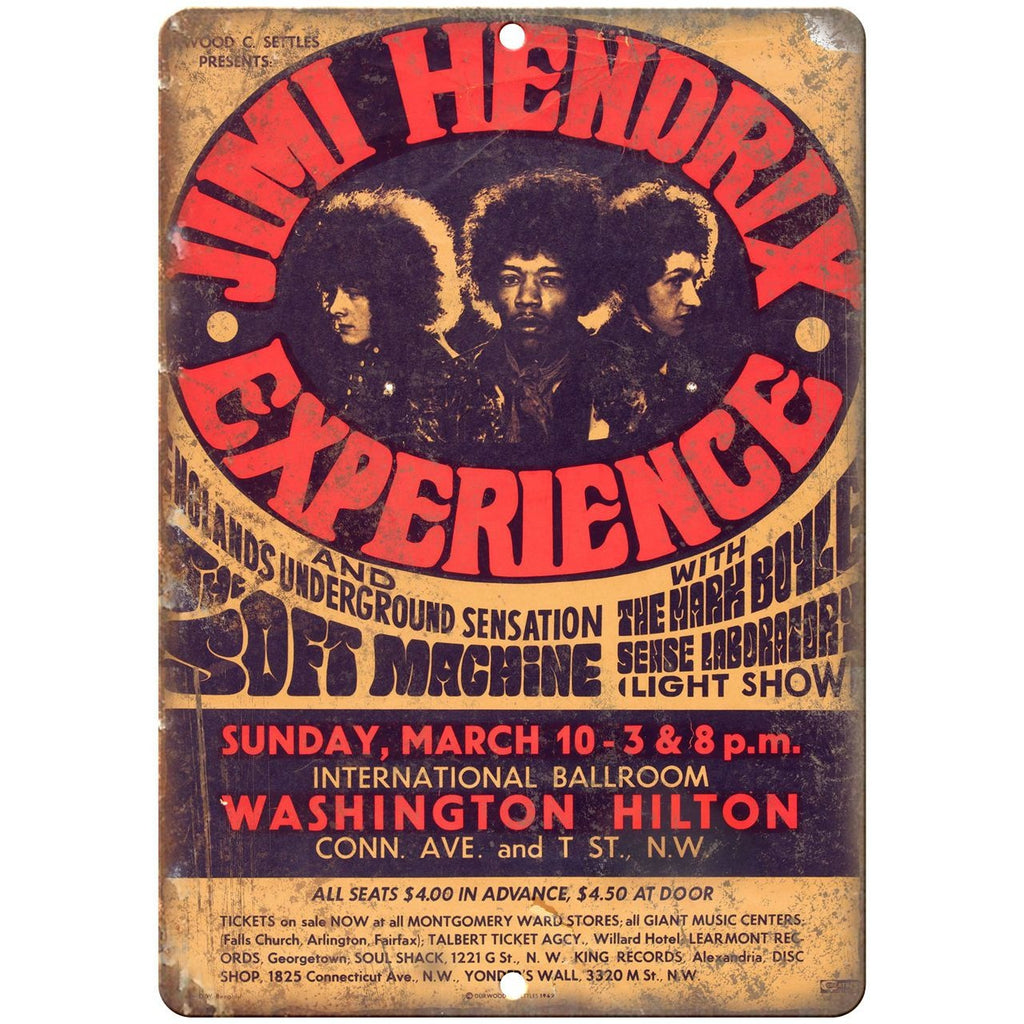 Jimi Hendrix Tour Poster 10" x 7" reproduction metal sign K06