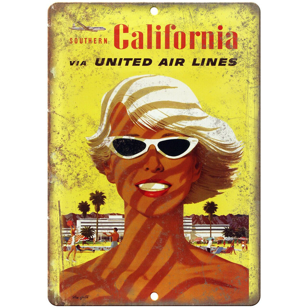 Southern California United Airlies Poster 10" x 7" Reproduction Metal Sign T87
