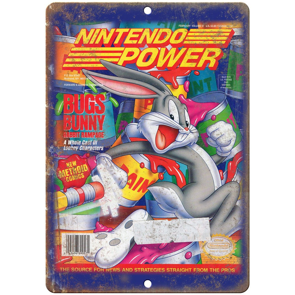 Nintendo Power Bugs Bunny Rabbit Rampage 10" X 7" Reproduction Metal Sign G40