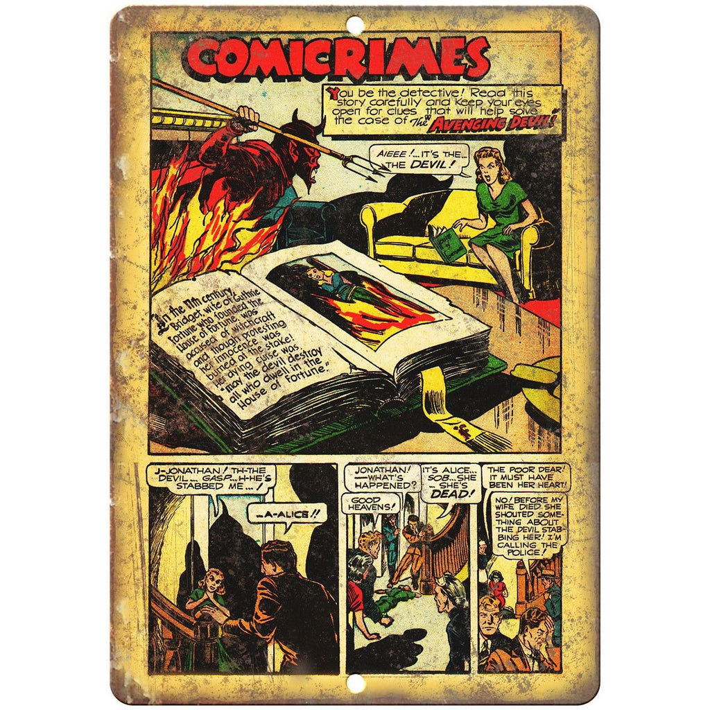 Comicrimes Penalty! Ace Comic Book Art 10" X 7" Reproduction Metal Sign J330
