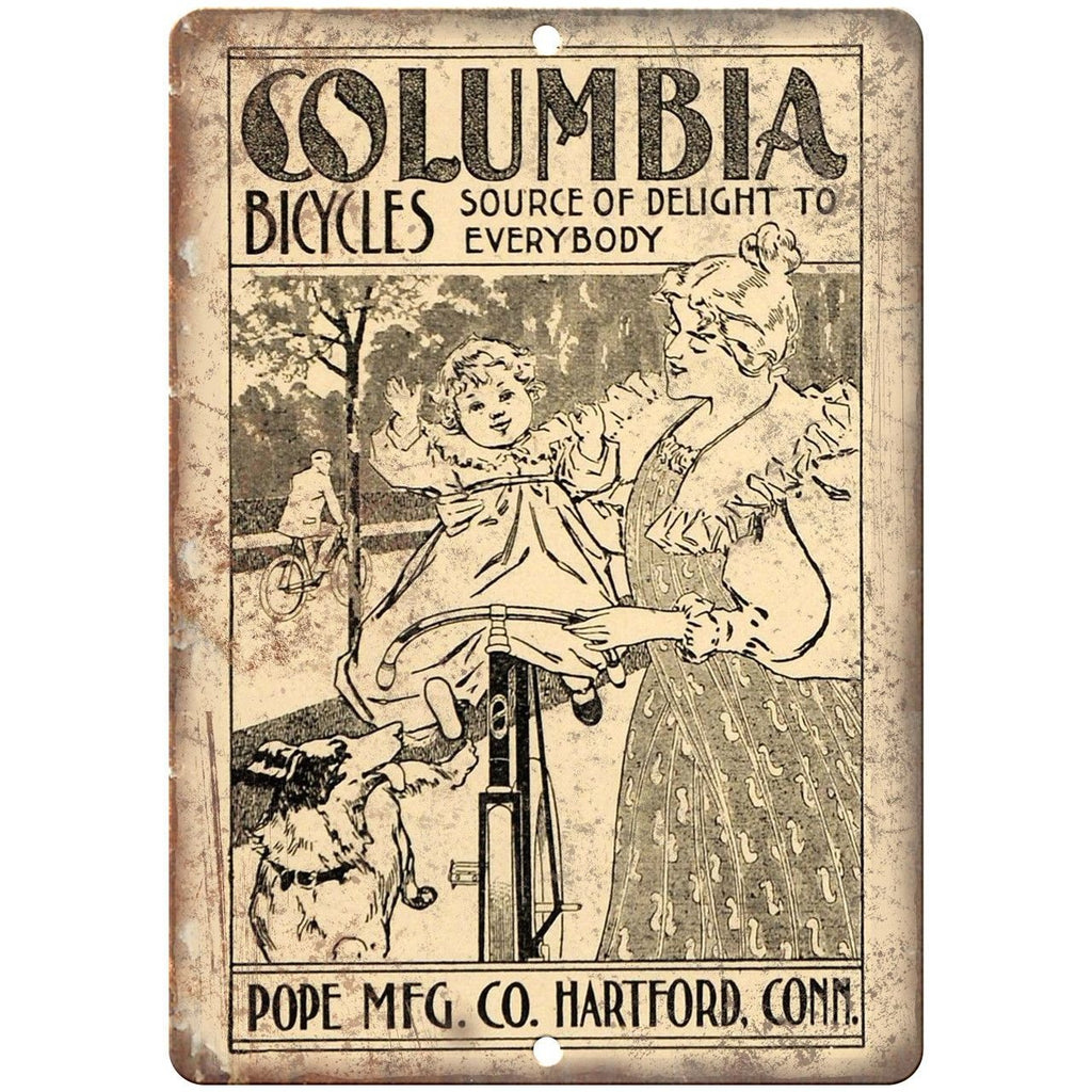 Columbia Bicycles Pope Mfg. Co Vintage Ad 10" x 7" Reproduction Metal Sign B234