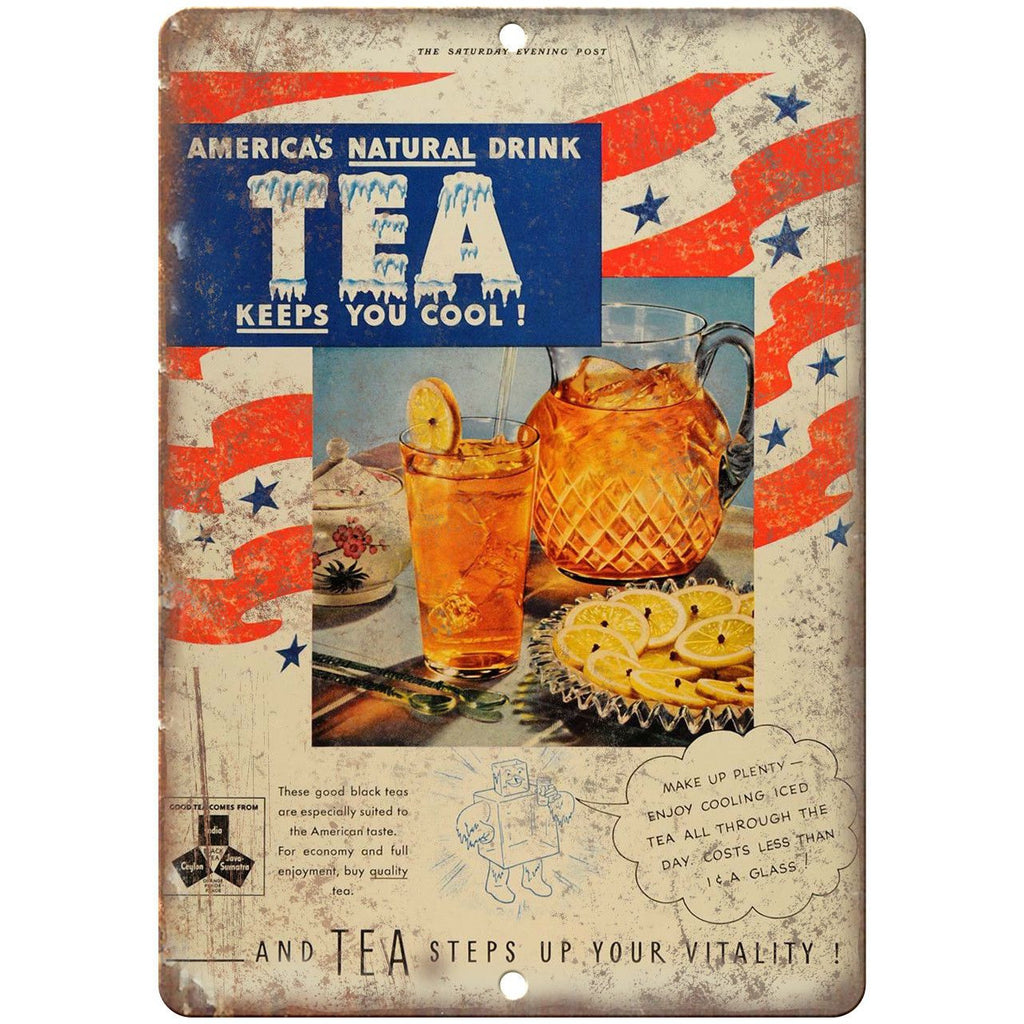 Iced T America's National Drink Vintage Ad 10" X 7" Reproduction Metal Sign N314