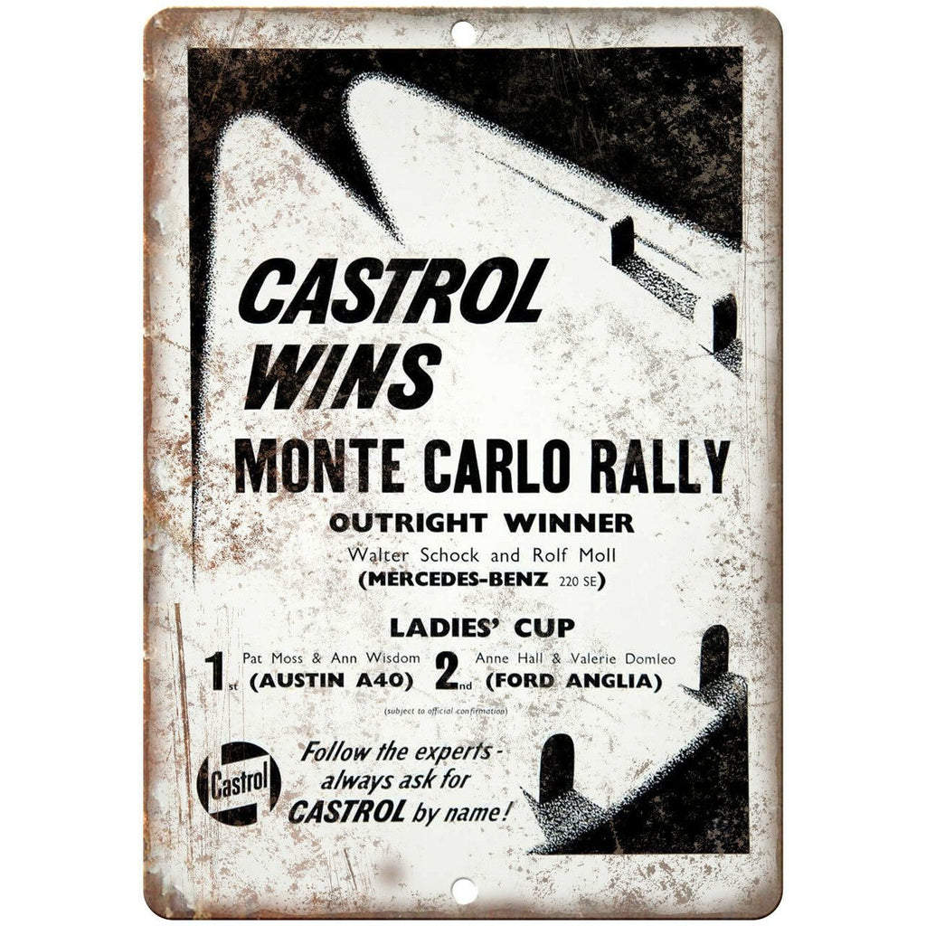 Castrol Monte Carlo Rally Motor Oil Ad 10" X 7" Reproduction Metal Sign A867