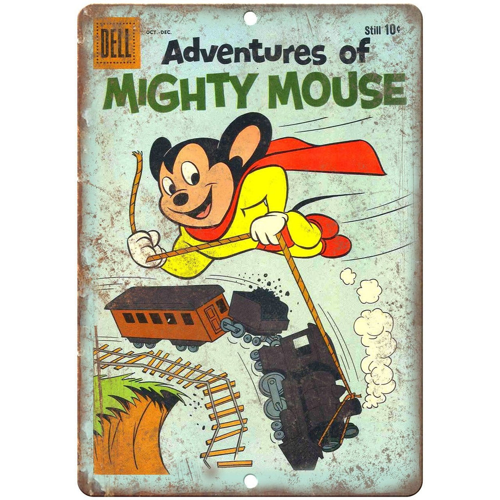 Adventures of Mighty Mouse Dell Comics 10" X 7" Reproduction Metal Sign J232