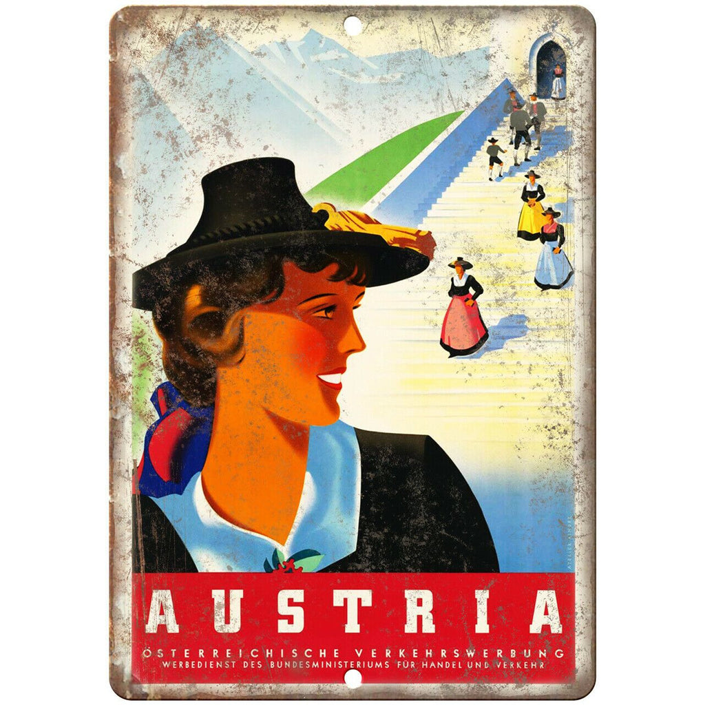 Austria Vintage Travel Poster Art 10" x 7" Reproduction Metal Sign T61