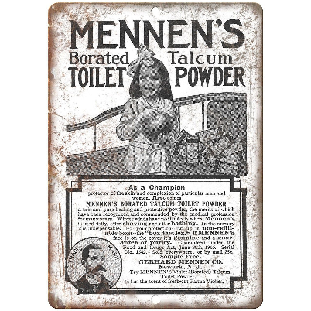 Mennen's Toilet Powder Vintage Ad 10" X 7" Reproduction Metal Sign ZF100