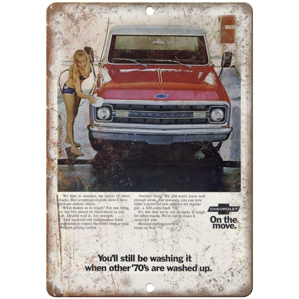 1970s Chevy Pickup Truck Advertisment 10" x 7" Reproduction Metal Sign