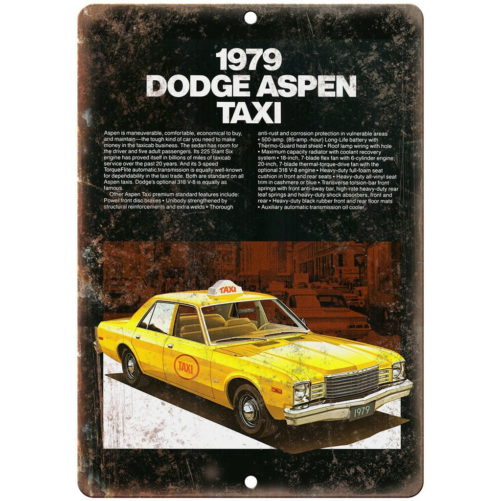 1979 Dodge Aspen Taxi 10" x 7" Retro Look Metal Sign