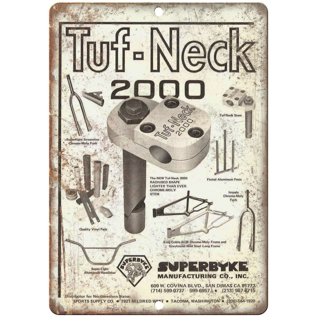 Tuf-Neck 2000 Superbyke BMX 10" x 7" Metal Sign - Vintage Look Reproduction B86