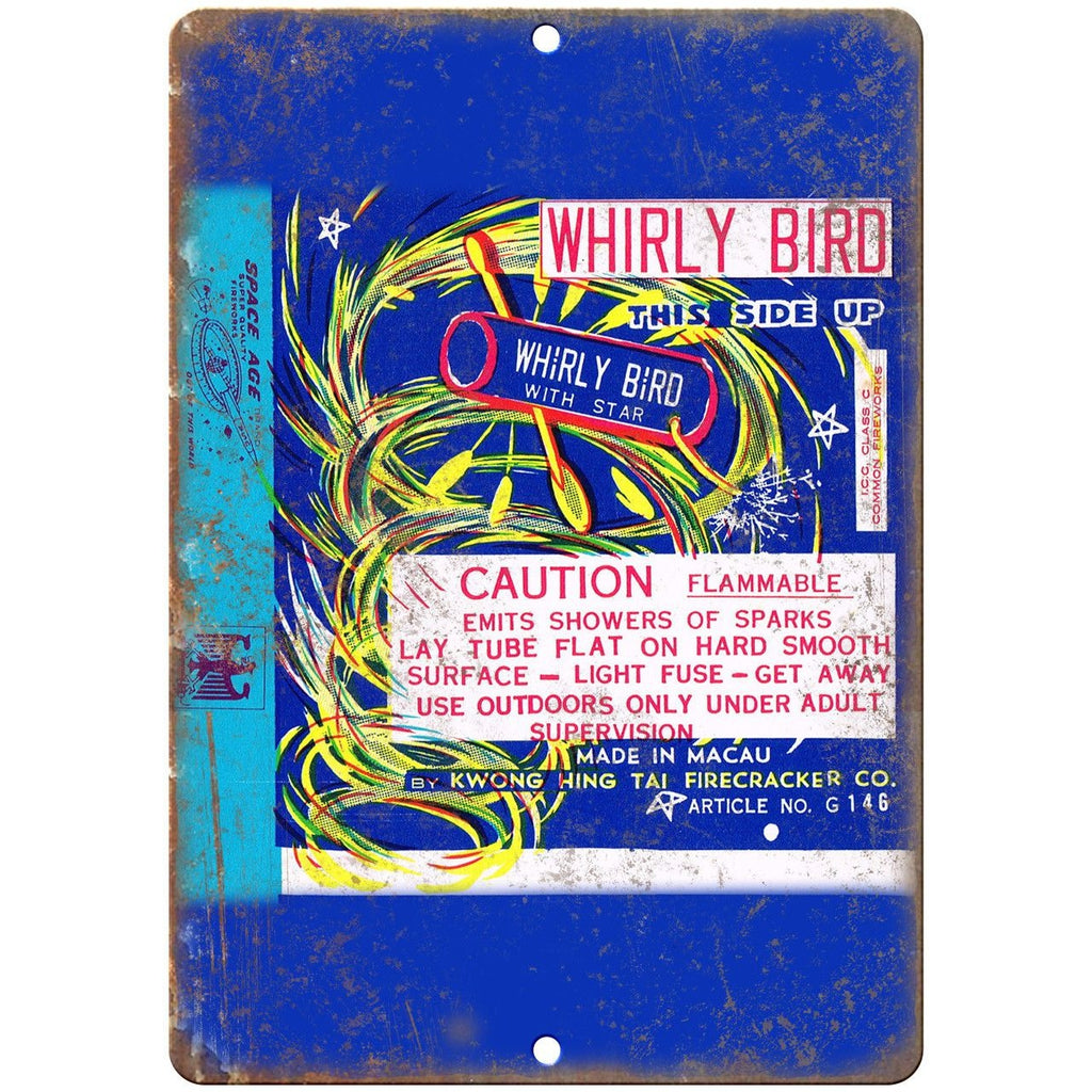 Whirly Bird Firecracker Package Art 10" X 7" Reproduction Metal Sign ZD75