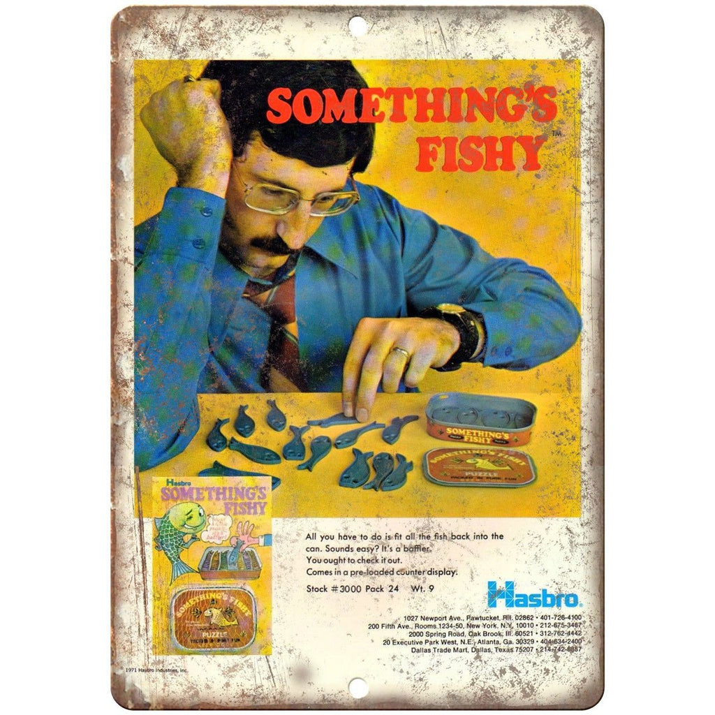 Something's Fishy Hasbro Puzzle Ad 10"X7" Reproduction Metal Sign ZD10
