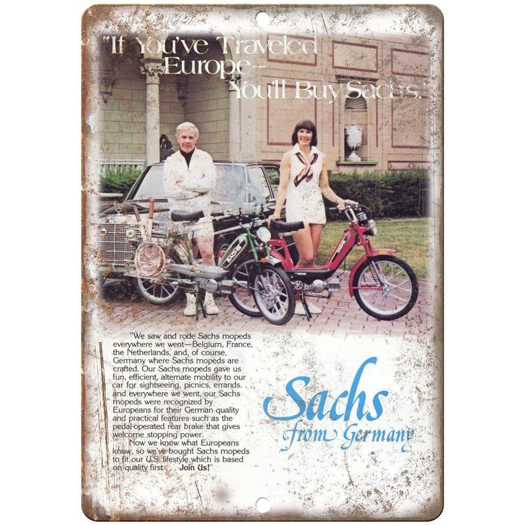 Sachs Bicycle Vintage Art Ad 10" x 7" Reproduction Metal Sign B419