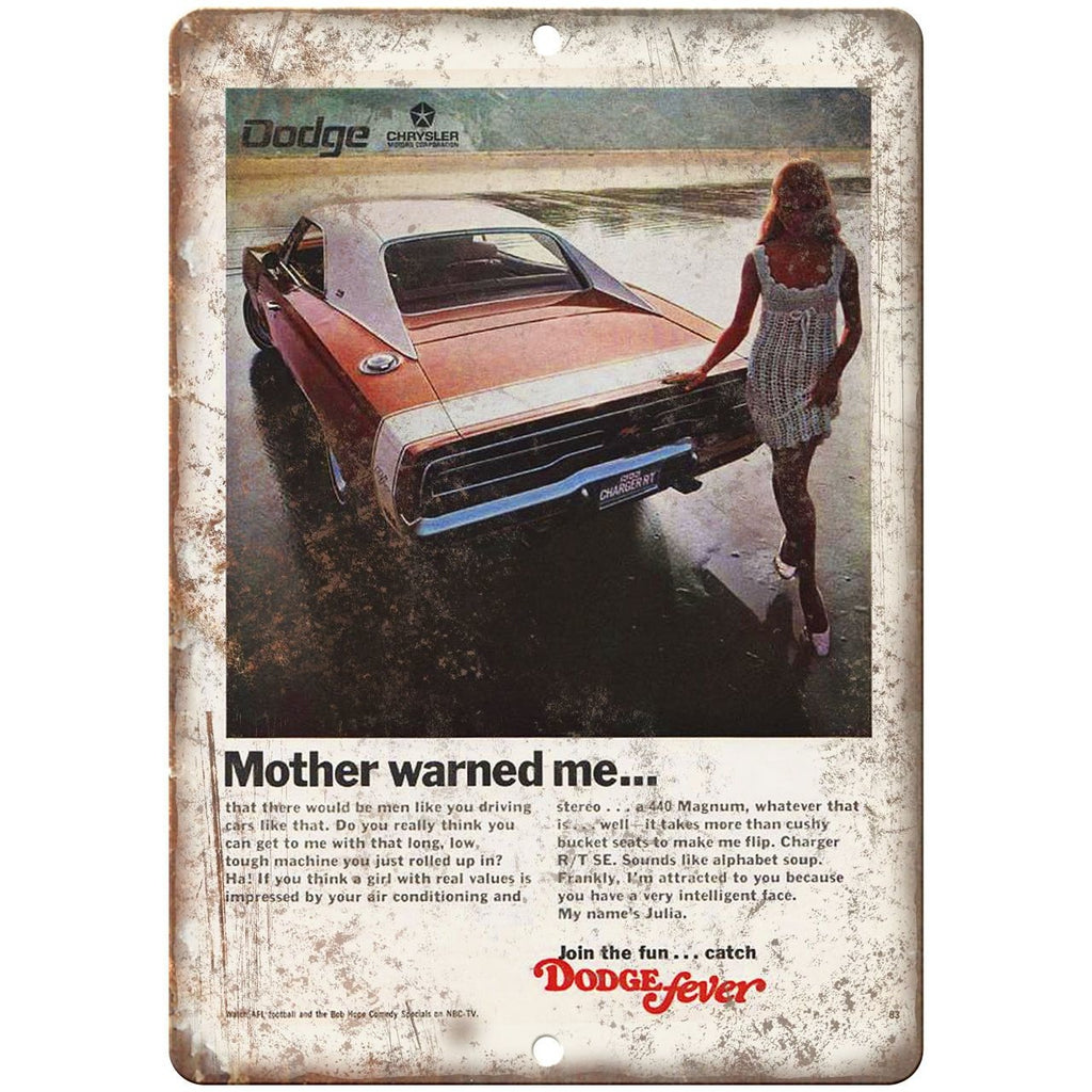1970 Dodge Chrysler Charger Vintage Ad 10" x 7" Reproduction Metal Sign