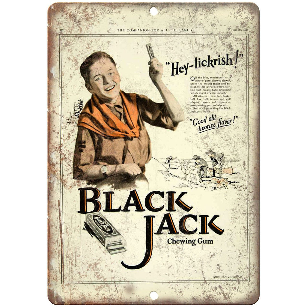 Black Jack Chewing Gum Vintage Ad 10" X 7" Reproduction Metal Sign N343