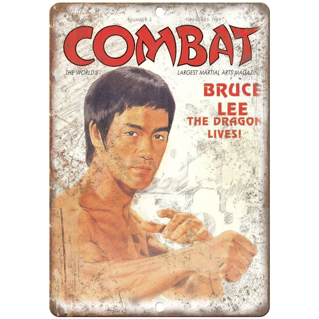 Combat Martial Arts Magazine Bruce Lee Dragon 10"x7" Reproduction Metal Sign X53