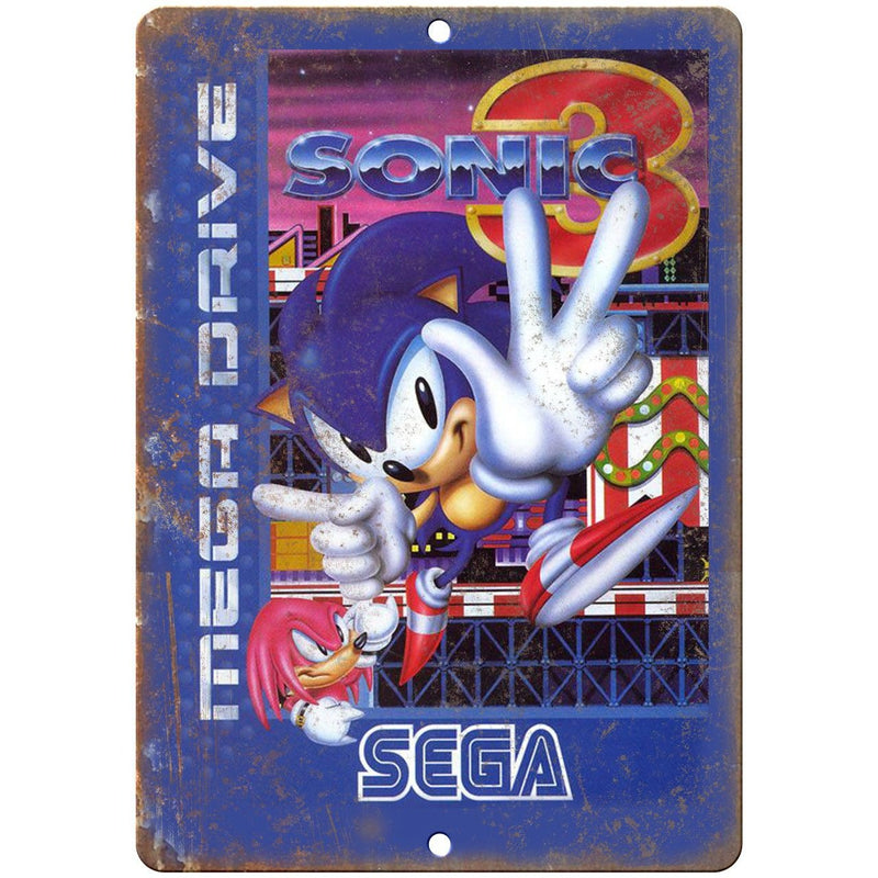 SEGA Master System Sonic the Hedgehog Box Art 10 x 7 Retro Look Meta –  Rusty Walls Sign Shop