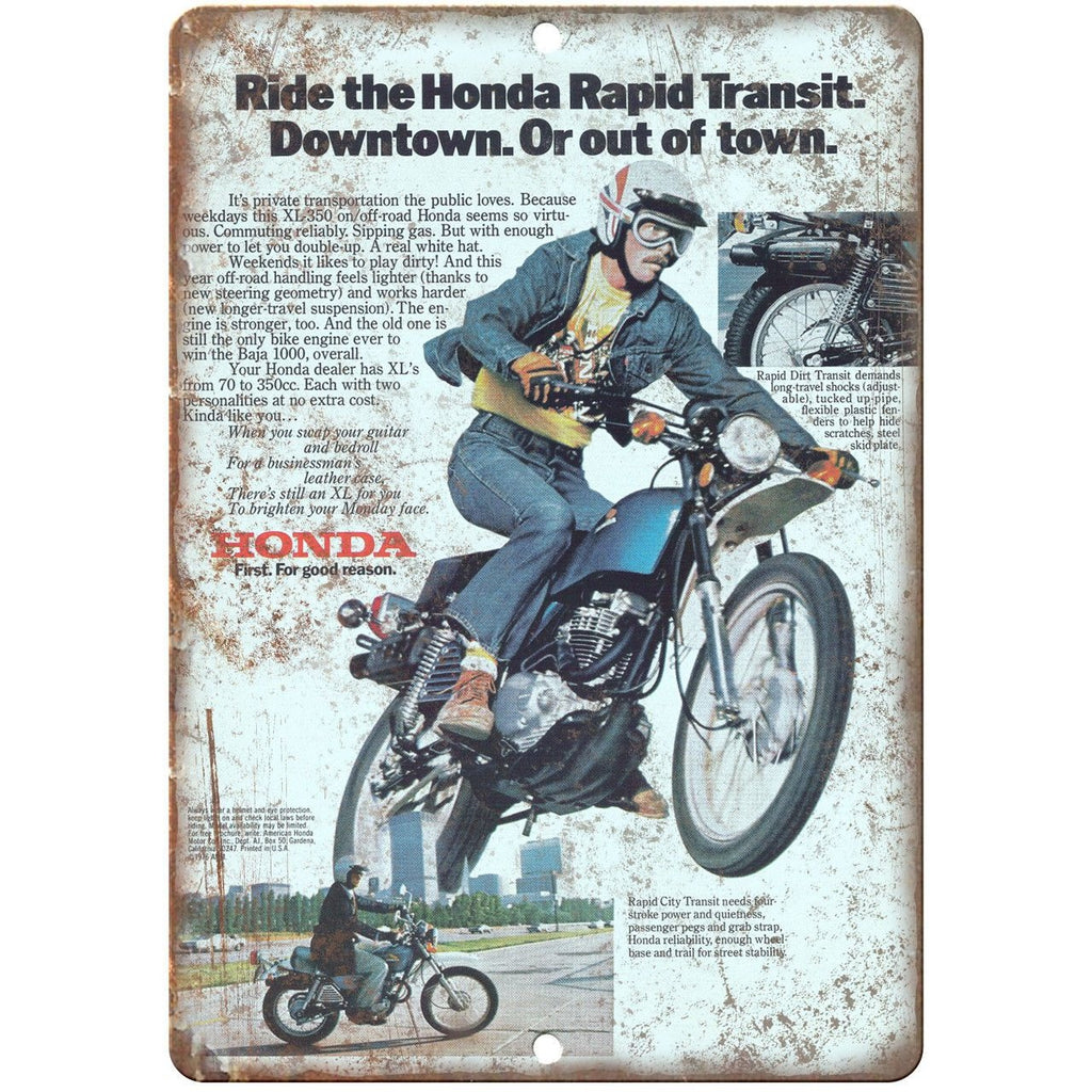 Honda XL350 Vintage Motorcycle Ad 10" x 7" Reproduction Metal Sign A476