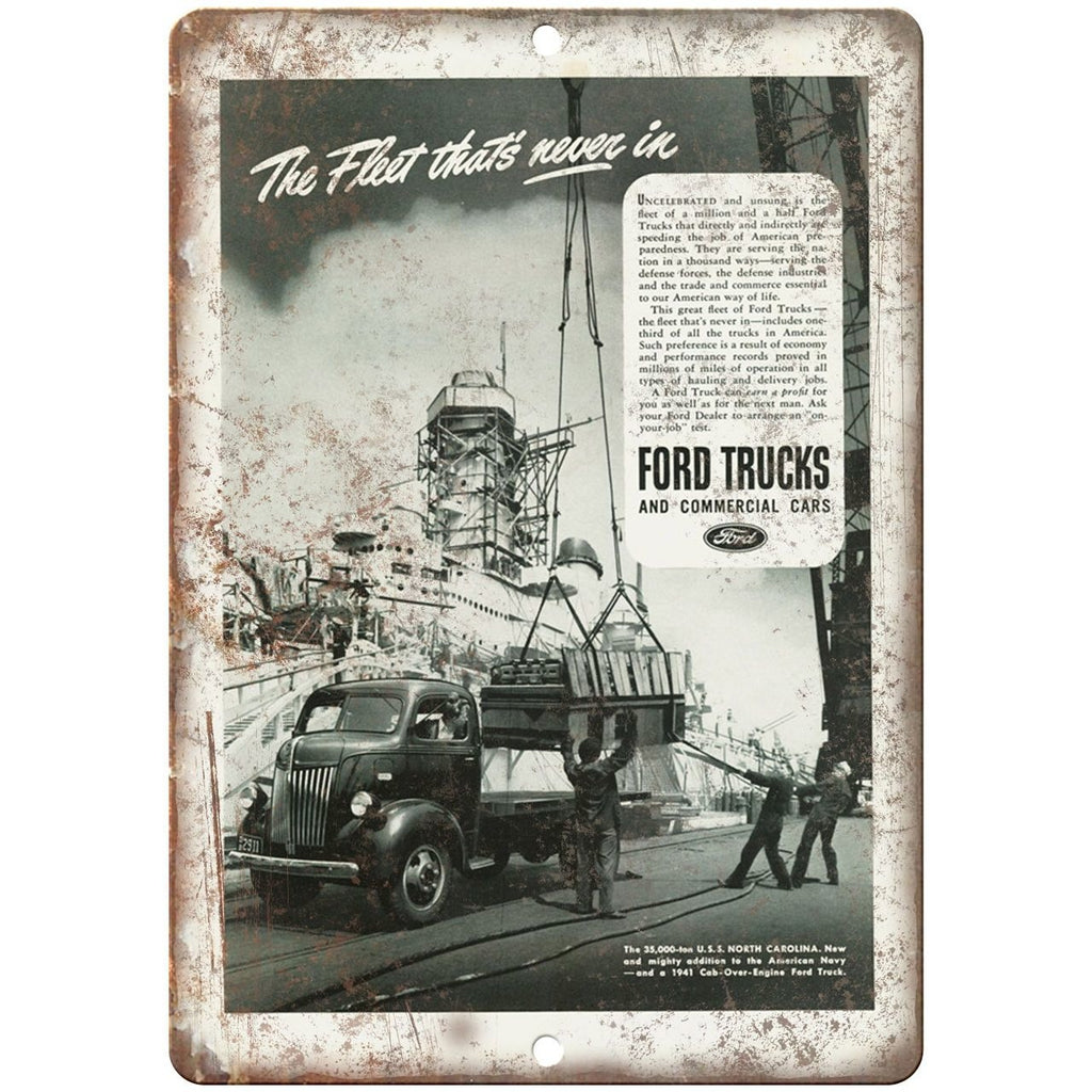 1941 - Ford Trucks and Commercial Cars Ad - 10" x 7" Retro Look Metal Sign
