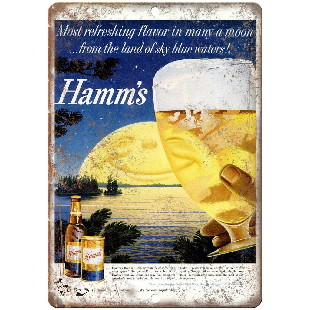 Hamm's Beer Full Moon Vintage Breweriana Ad Reproduction Metal Sign E74