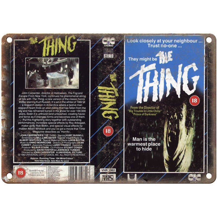 John Carpenter's The Thing VHS Cover 10" x 7" Reproduction Metal Sign