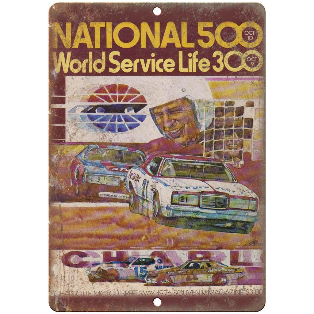 1976 National 500 Charlotte Motor Speedway 10" X 7" Reproduction Metal Sign A505