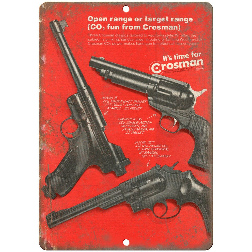 Crosman BB Gun C02 Pistol Target Vintage Ad 10" x 7" Reproduction Metal Sign