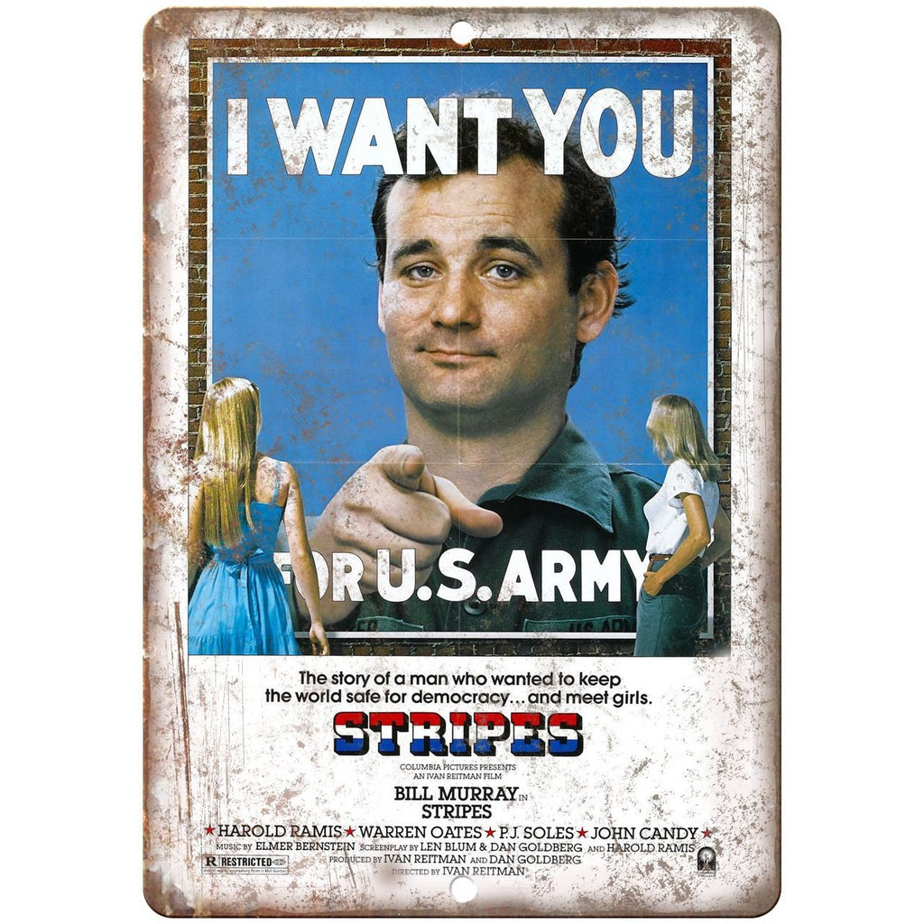 Stripes Movie Poster I Want You Bill Murray 10" x 7" Retro Look Metal Sign