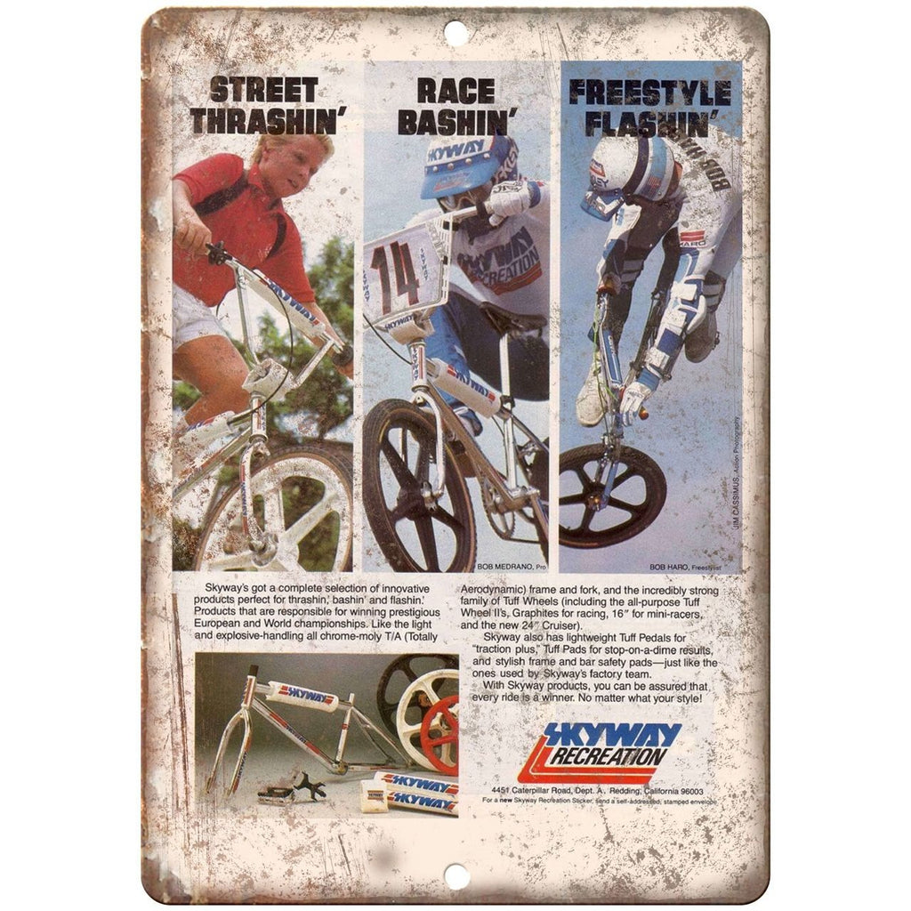 Skyway Recreation BMX Racing 10" x 7" Metal Sign Vintage Look Reproduction