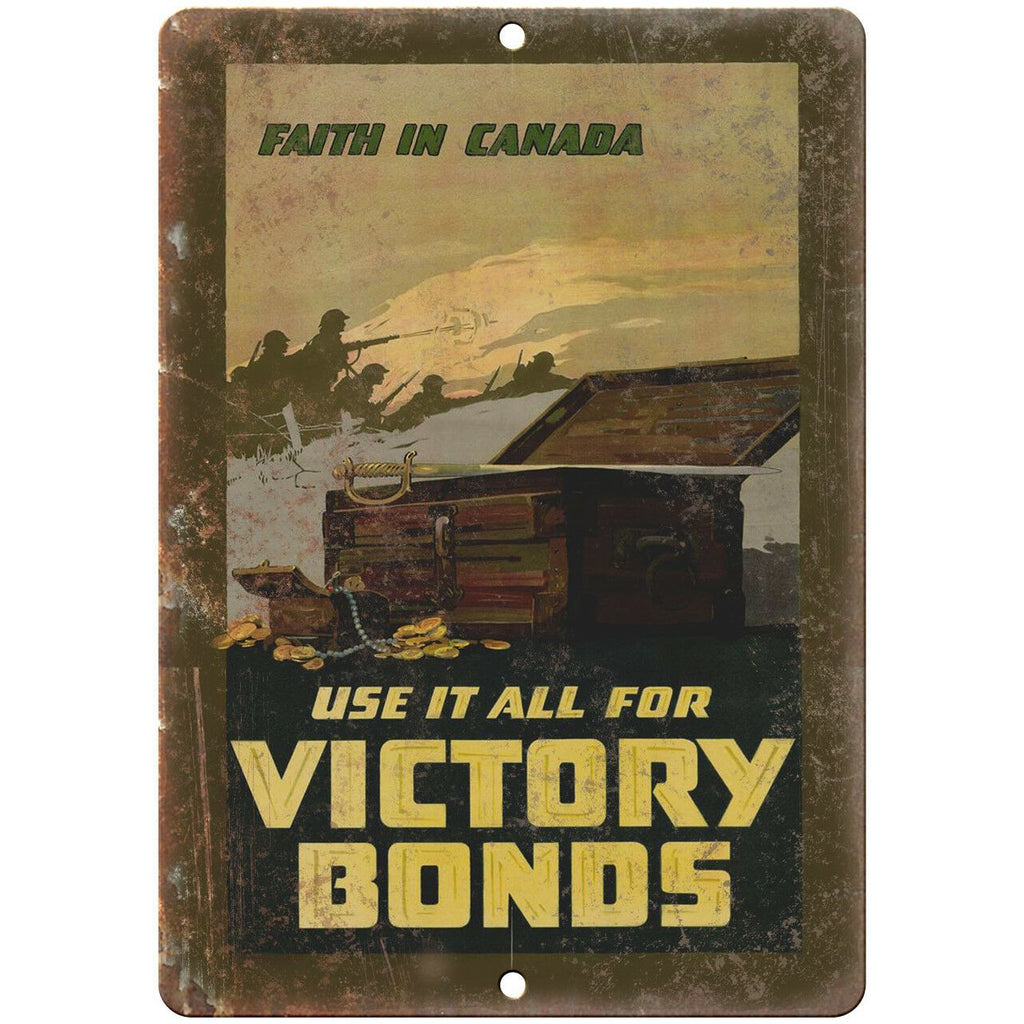 Canada Victory War Bonds Vintage Poster 10" x 7" Reproduction Metal Sign M120