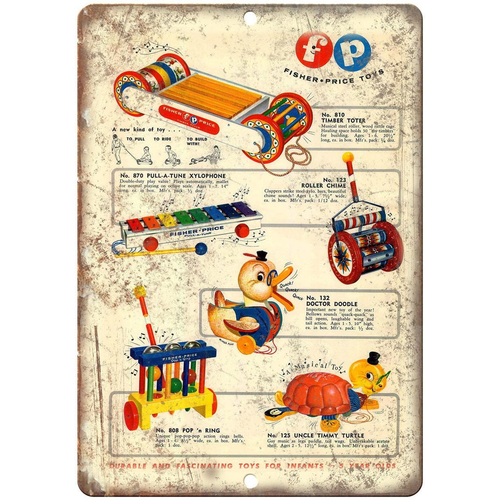 Fisher Price Toys Vintage Ad Timber Totter 10"X7" Reproduction Metal Sign ZD01