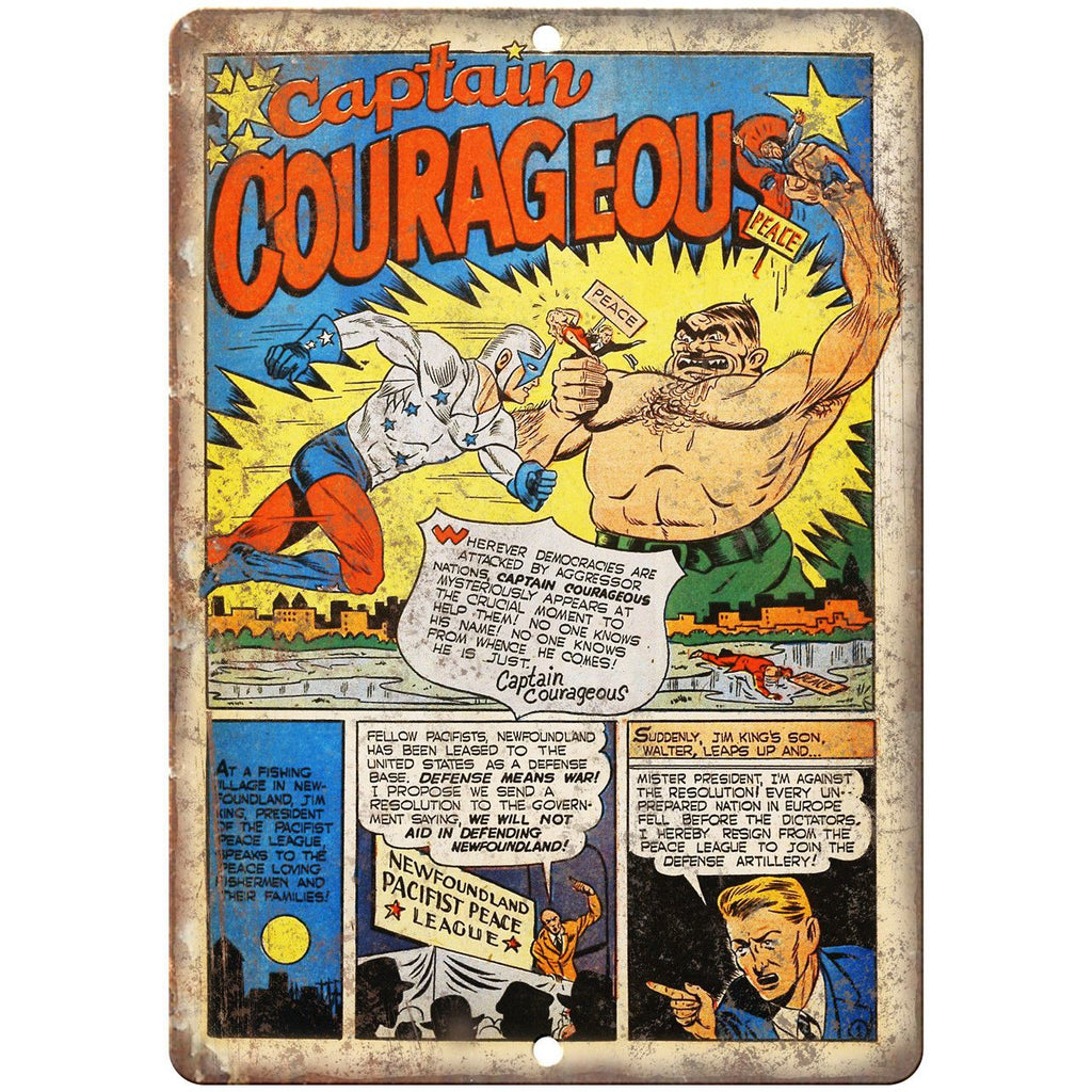 Captain Courageous Comic Strip Vintage 10" x 7" Reproduction Metal Sign J578
