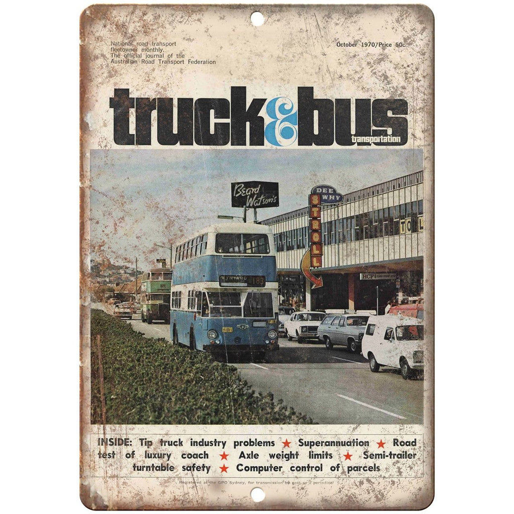 1970 Truck & Bus Transportation Magazine 10" x 7" Reproduction Metal Sign A164