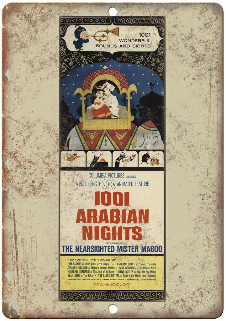 1001 Arabian Nights Vintage Movie Ad 10" X 7" Reproduction Metal Sign I149