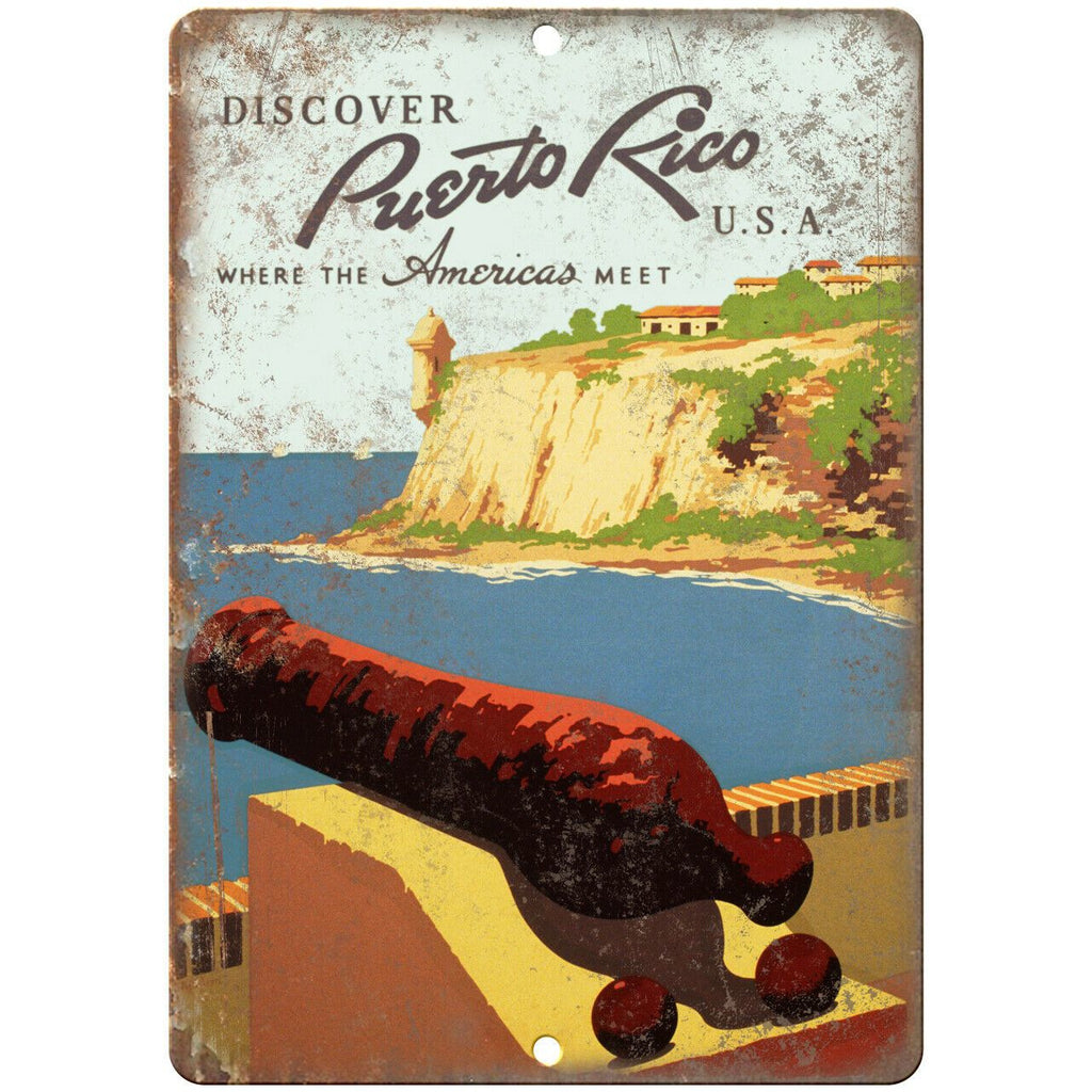 Puerto Rico Vintage Travel Poster Art 9" x 12" Reproduction Metal Sign T34