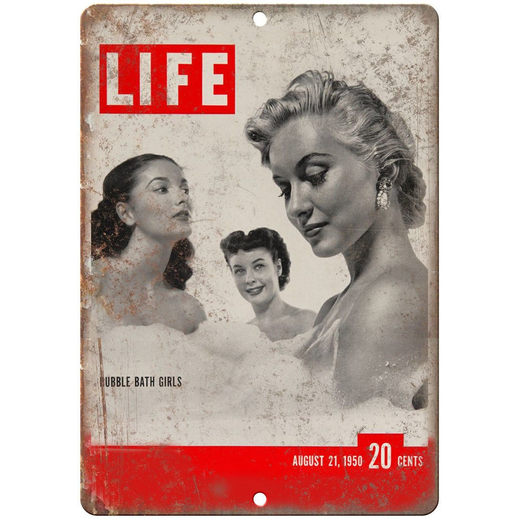 LIFE Magazine August 1950 Bubble Bath Girls 10" x 7" Reproduction Metal Sign C74
