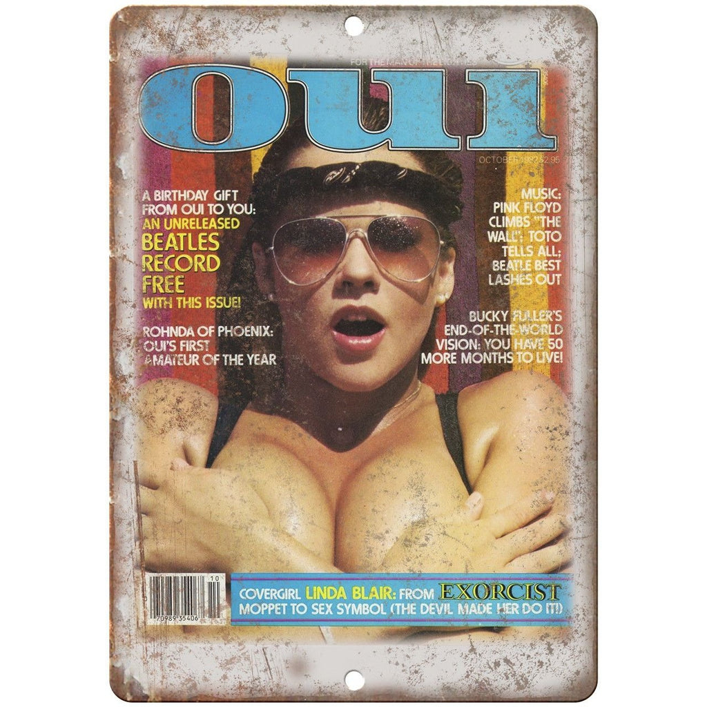 1982 OUI Porn Magazine Linda Blair Sex 9" x 12" Reproduction Metal Sign ZG25