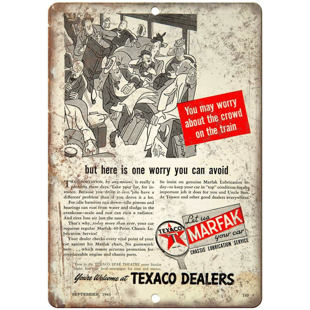 Texaco Marfak Motor Oil Vintage Ad 10" X 7" Reproduction Metal Sign A929