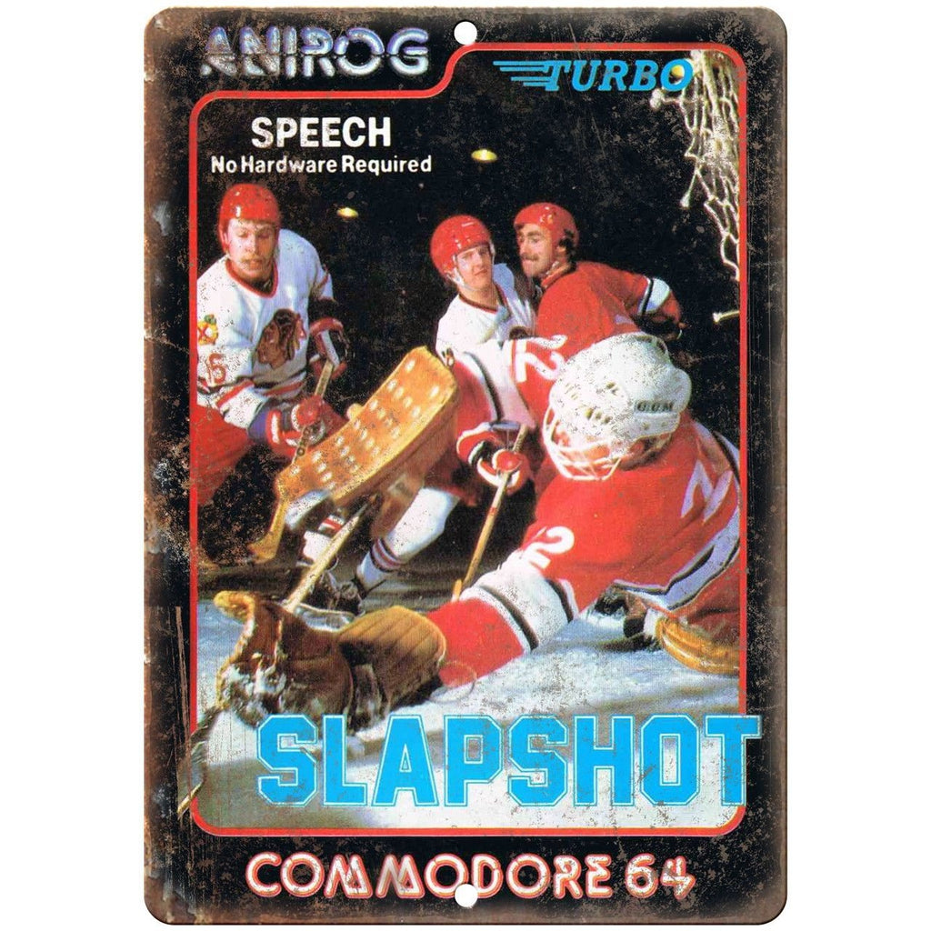 Commodore 64 Slapshot Computer Game 10" x 7" Reproduction Metal Sign G11
