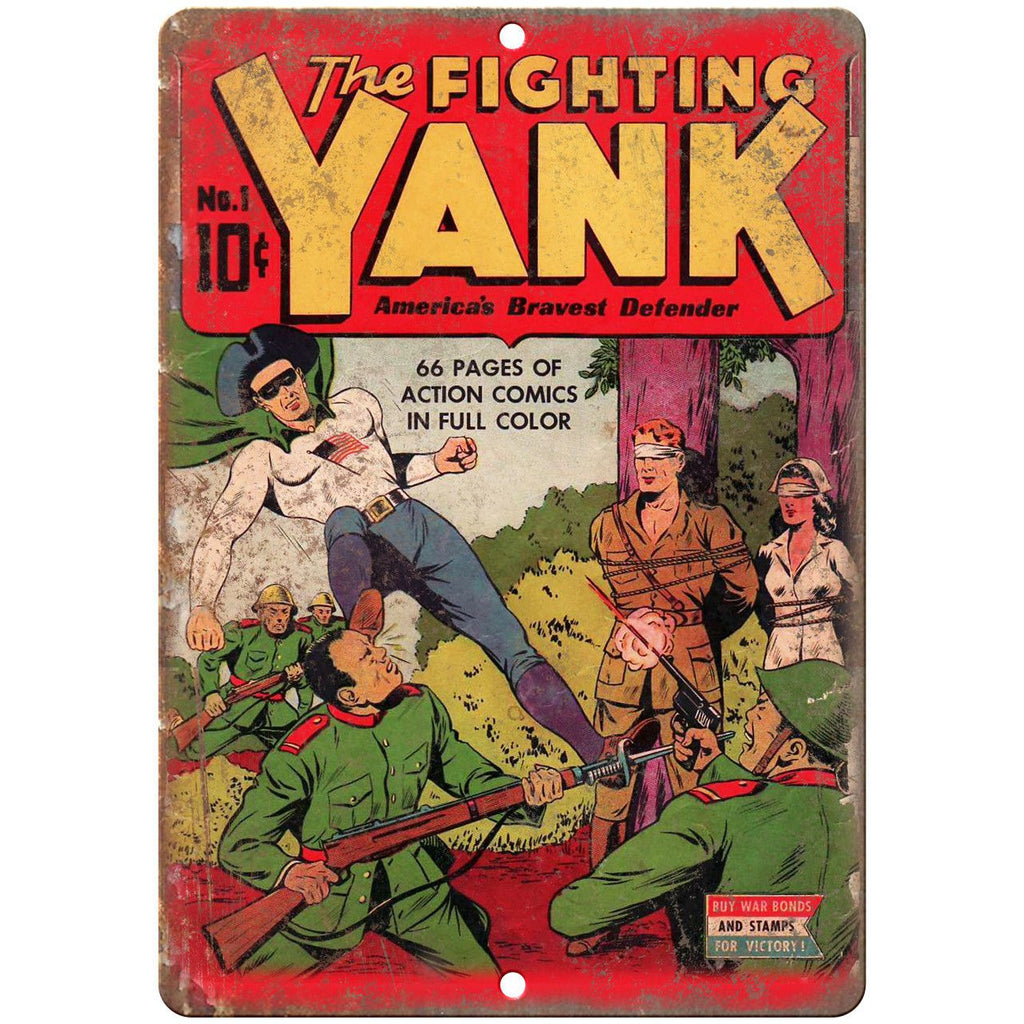 The Fighting Yank No 1 Comic Cover Book 10" x 7" Reproduction Metal Sign J616