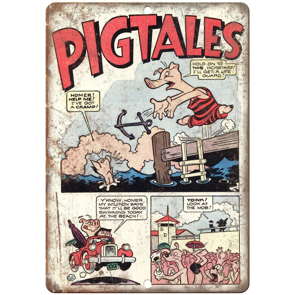 Pigtales Vintage Comic Strip Art 10" X 7" Reproduction Metal Sign J275