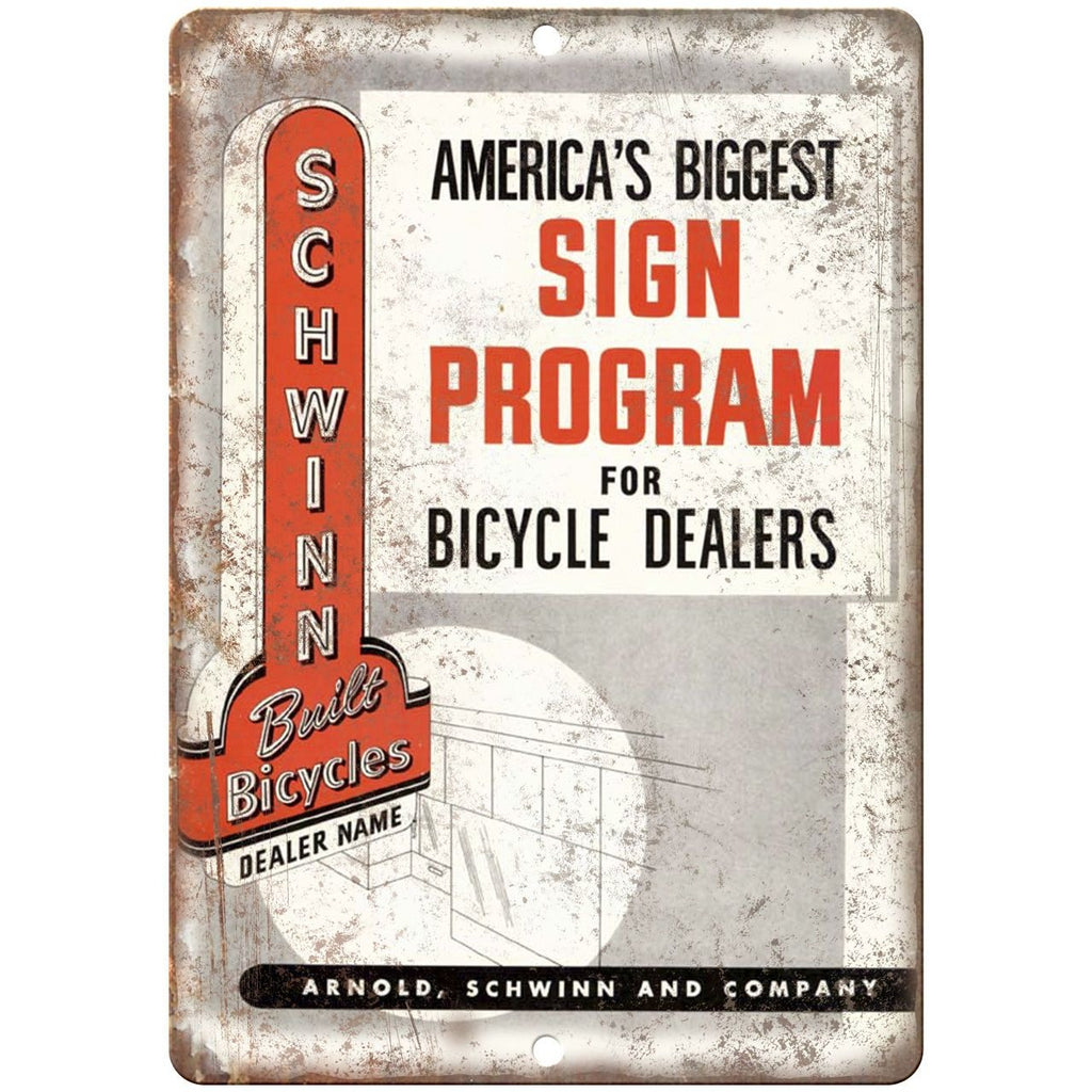 1947 Schwinn Bicycle Dealer Sign Program - 10" x 7" Retro Look Metal Sign