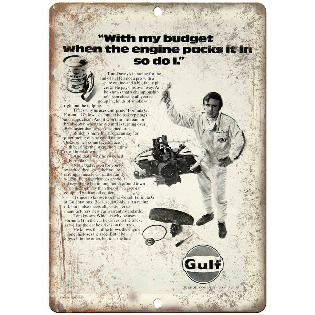 Gulf Oil Company Vintage Ad 10" X 7" Reproduction Metal Sign A843