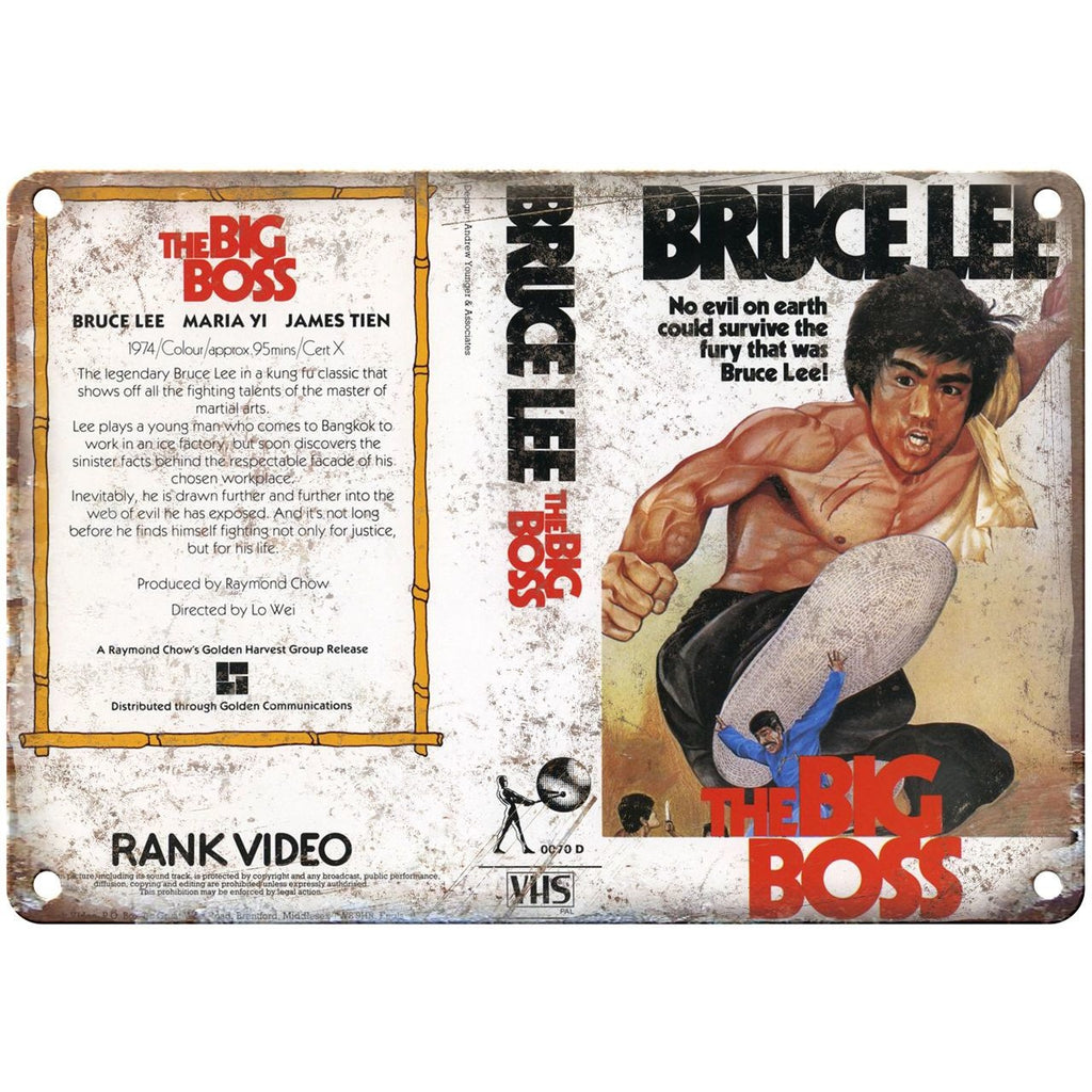 1971 Bruce Lee Big Boss VHS Cover 10" x 7" Reproduction Metal Sign