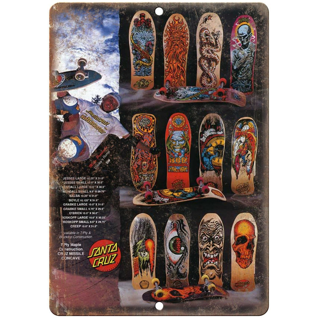 Santa Cruz Skateboards Concave Vintage Ad 10" X 7" Reproduction Metal Sign S04