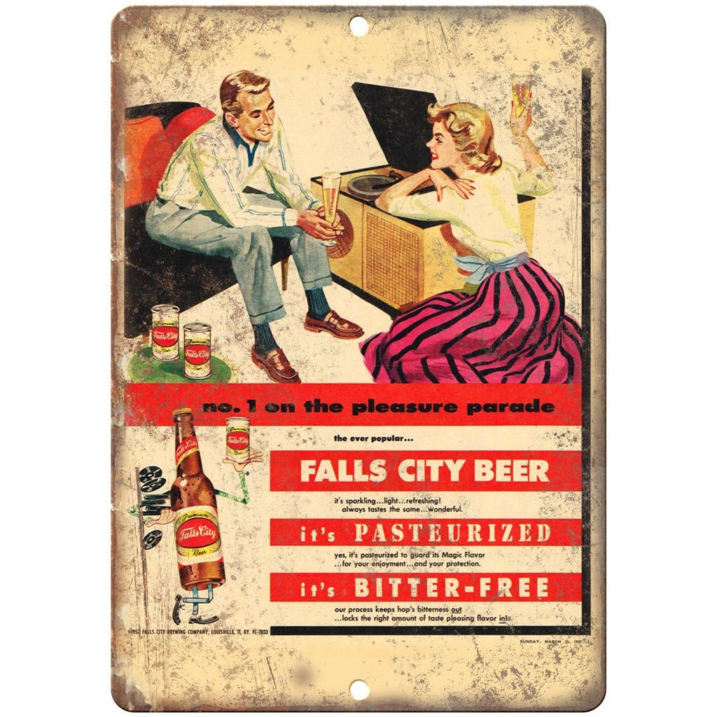 Falls City Beer Pleasure Parade Vintage Breweriana Reproduction Metal Sign E79