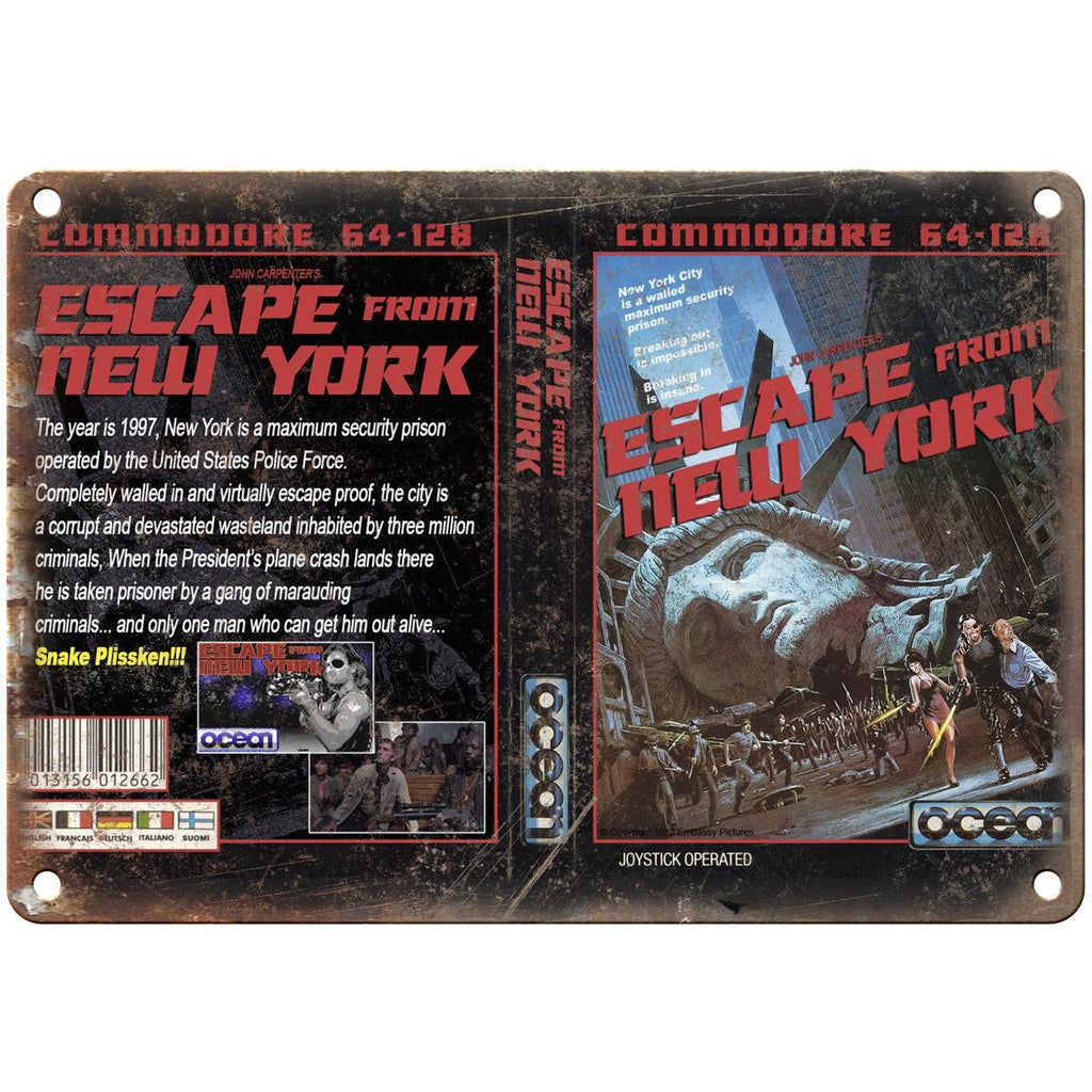 Commodore 64 Escape From New York Carpenter 10"x7" Reproduction Metal Sign G122