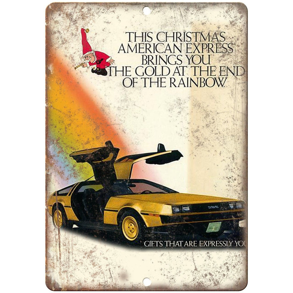 AMC DeLorean American Express Christmas Ad - 10" x 7" Retro Look Metal Sign